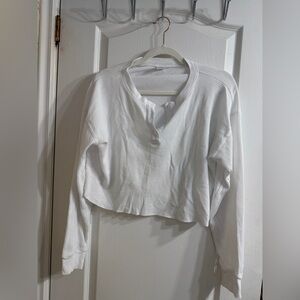 TNA White Waffle Knit Long Sleeve Top